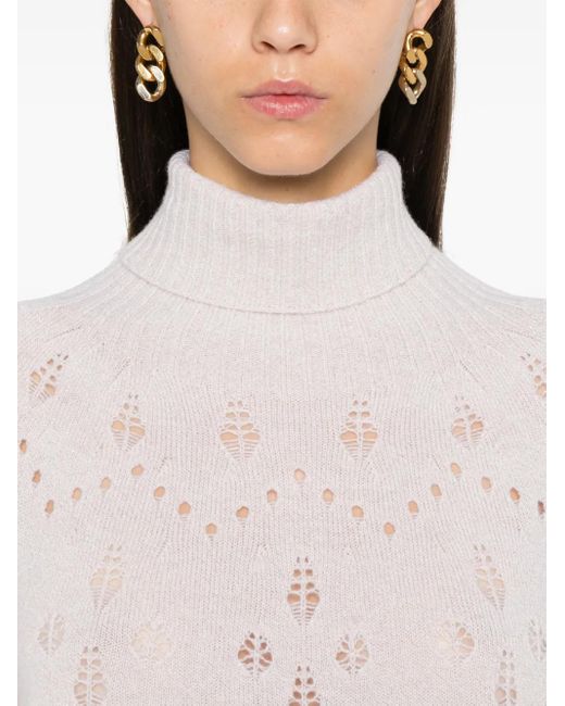 Twinset Pink Turtle Neck Bicolor Sweater
