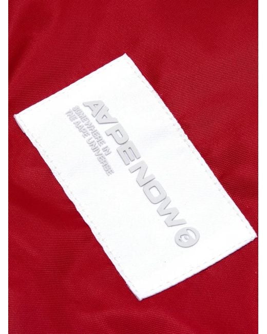Aape By A Bathing Ape Red Moonface Patch Baseball Jacket for men
