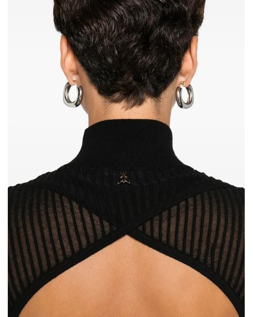 Patrizia Pepe Black Ribbed High-Neck Dress