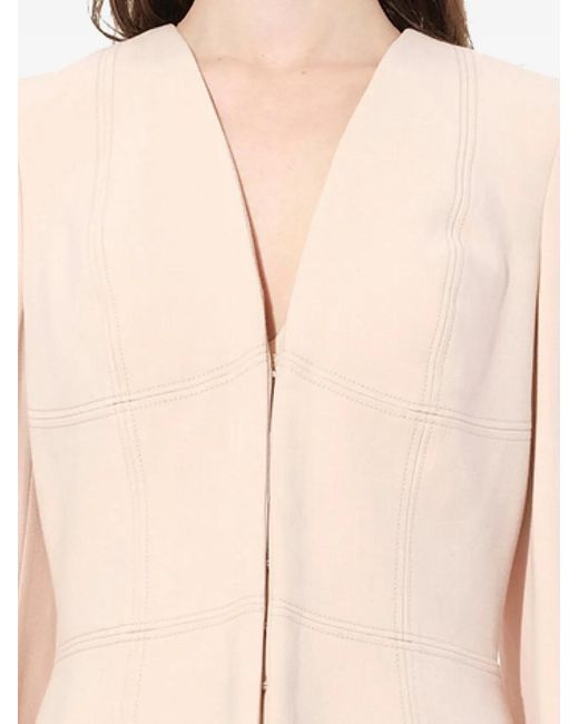 McQueen Natural Topstitched Peplum-Hem Jacket