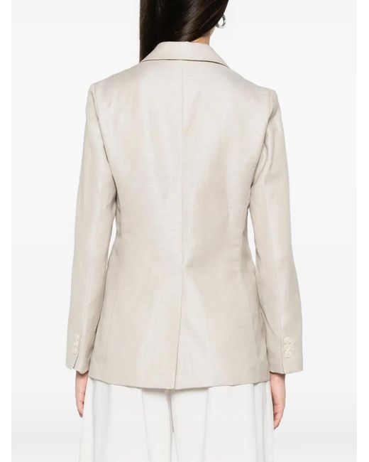 PT Torino White Lidia Single-Breasted Notched-Lapels Blazer