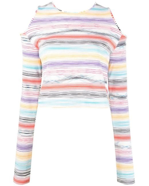Missoni White Stripe-Print Knitted Top