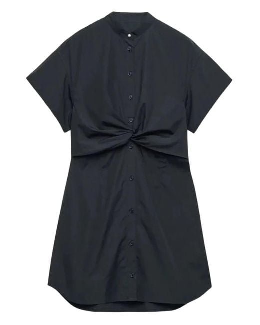 Rag & Bone Black Gretchen Twist-Front Shirt Dress