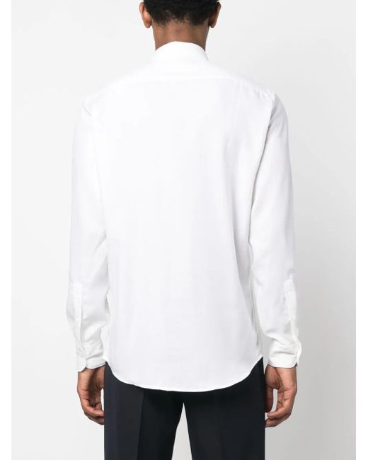 Zegna White Spread-Collar Cotton-Cashmere Shirt for men