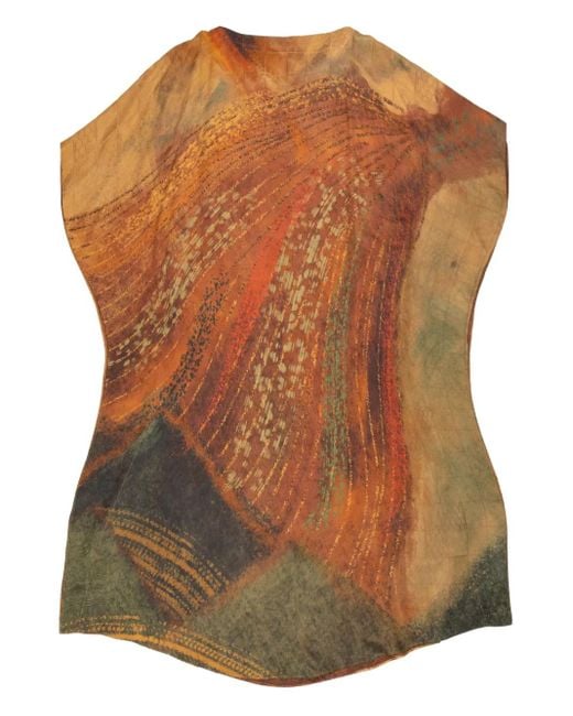 YANGKEHAN Brown Robe Courte À Imprimé Graphique