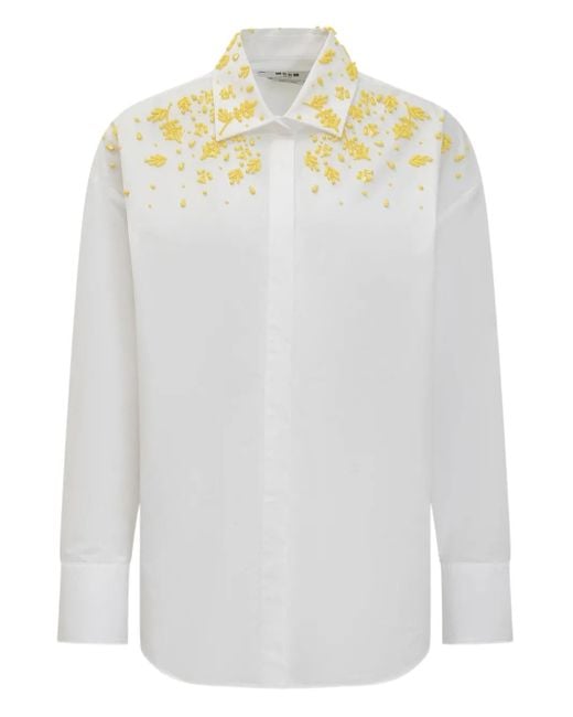 MSGM White Embroidered Shirt