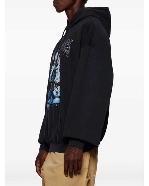 Vetements Black Graphic-Print Hoodie for men