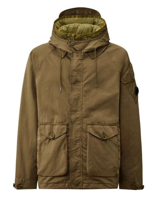 C P Company Green Flap-Pocket Hooded Jacket for men