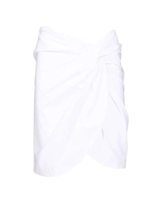 FEDERICA TOSI White Jupe En Popeline À Détail Noué