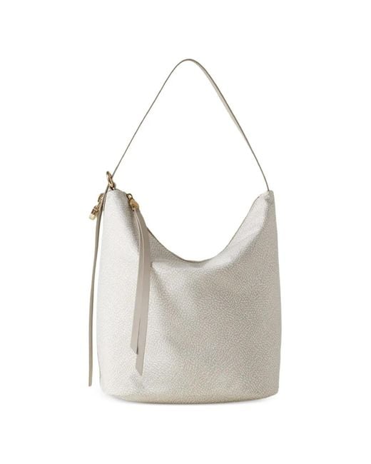 Borbonese White Mittelgroße Prive Schultertasche