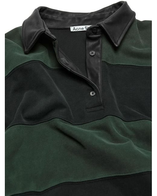 Acne Green Polo Rayé À Manches Longues