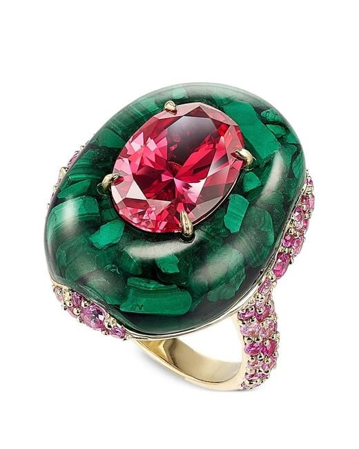 Anabela Chan Green Peacock Malachite Pebble Ring