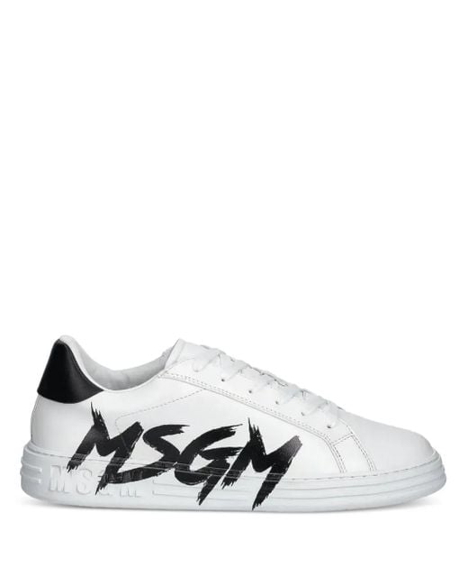 MSGM White Logo-Print Sneakers for men