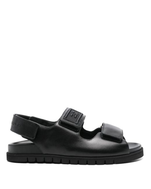 Elisabetta Franchi Black Leather Flat Sandals