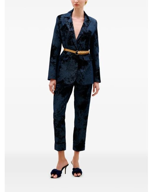 Silvia Tcherassi Blue Rebeca Velvet-Effect Jacket
