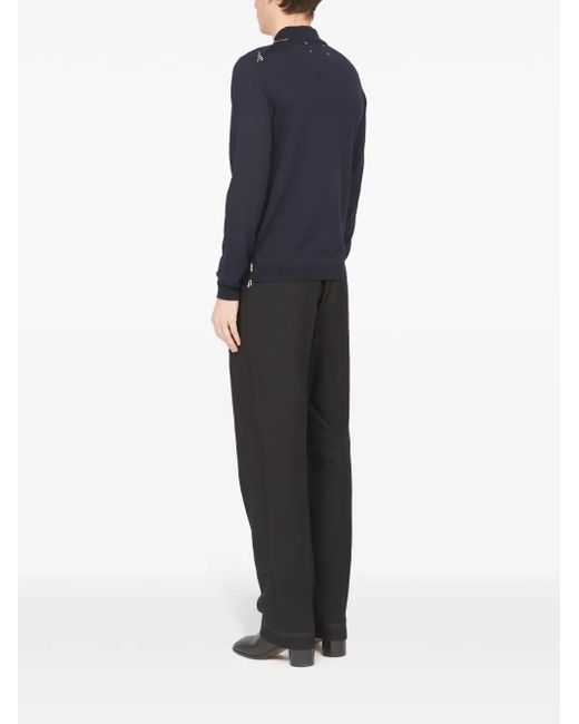 Maison Margiela Blue Wool Polo Jumper