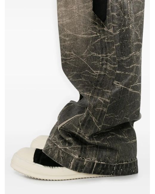 Rick Owens Gray Distressed Cotton Jeans for men