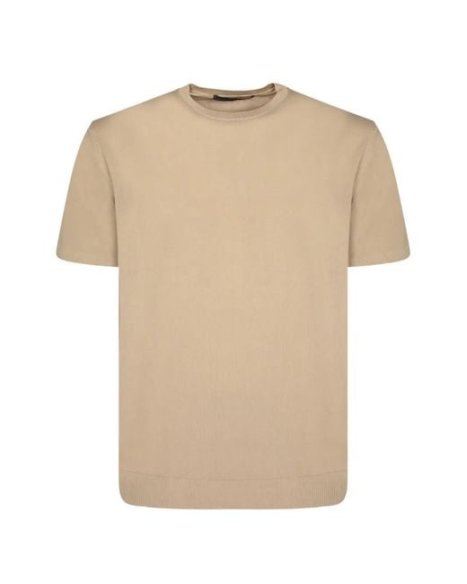 Daniele Fiesoli Natural Crew-Neck Fine-Knit T-Shirt for men