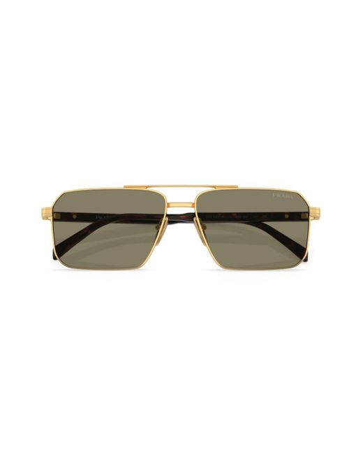 Prada Metallic Prada Pr A57s Rectangle Frame Sunglasses for men