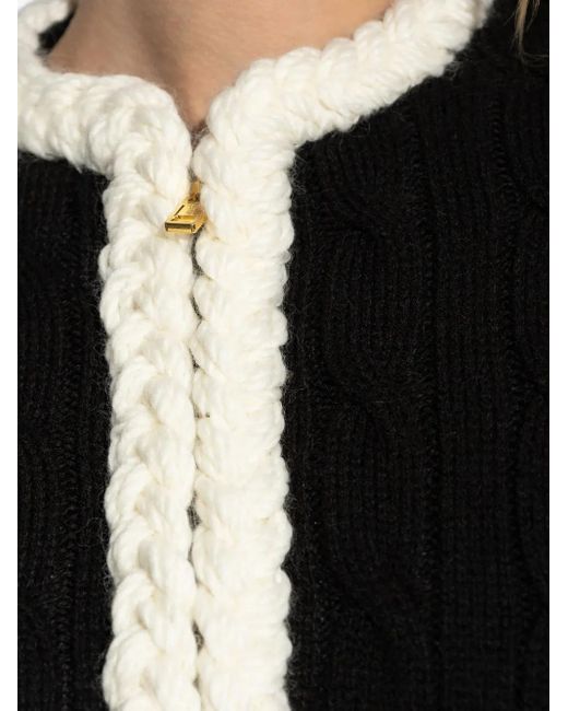 Moschino Black Cable-Knit Elbow-Patch Jacket