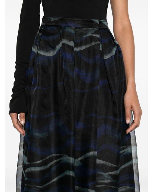 Giorgio Armani Black Abstract-print Wrap Midi Skirt