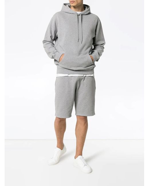 Sunspel Gray Overhead Loopback Hoodie for men
