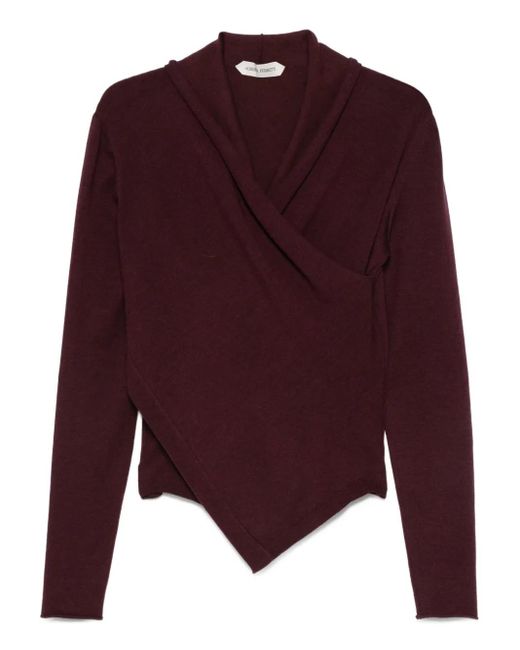 Alberta Ferretti Purple Asymmetric Draped Wool Top
