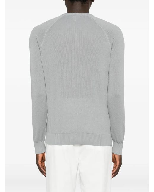 Eleventy Gray Round Neck Knitted Sweater for men