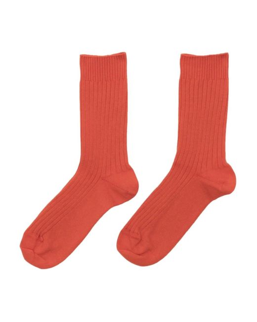 Baserange Red Ribbed Socks