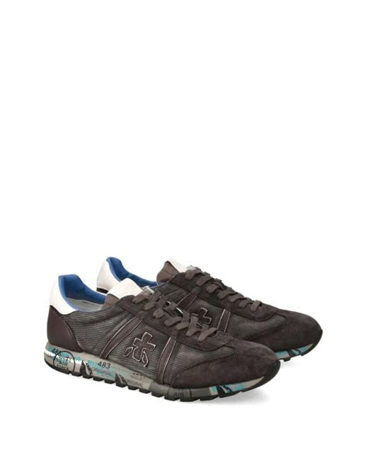 Premiata Gray Lucy 7768 Paneled-Suede Sneakers for men