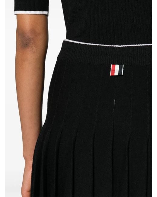 Thom Browne Black Gestrickter Midirock Mit Falten