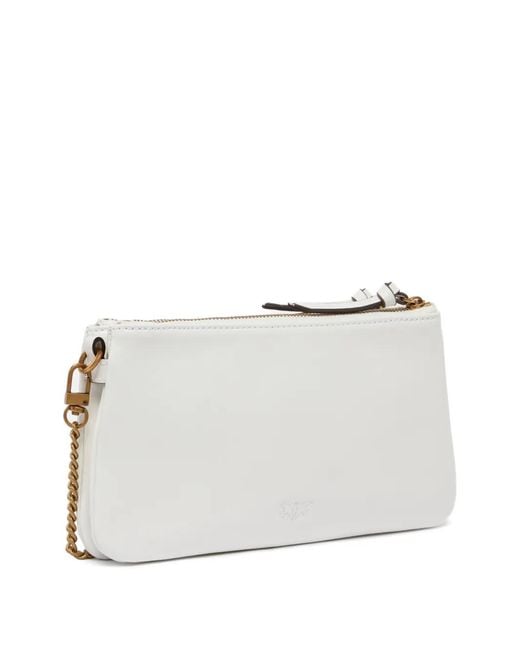 Pinko Gray Mini Sac À Main Double En Cuir