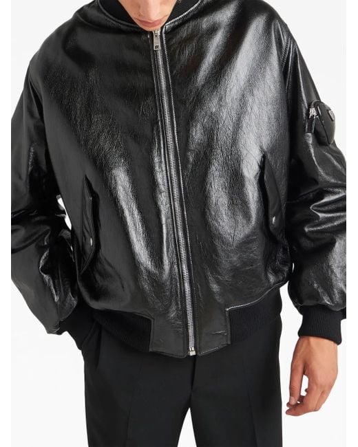 Prada Black Nappa Leather Bomber Jacket for men