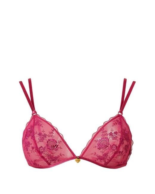 Twinset Pink Floral Tulle Triangle Bra
