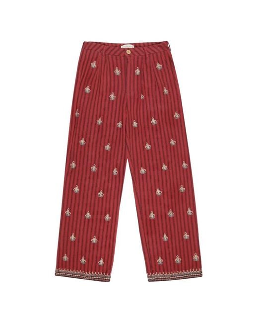 MAISON HOTEL Tito Embroidered Striped Trousers