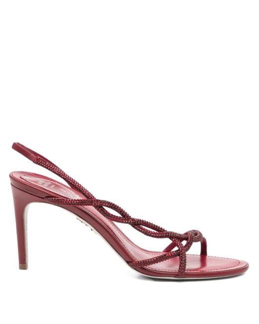Rene Caovilla Pink 80Mm Braid Sandals
