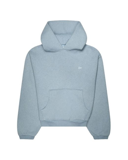 ERL Blue Heathered-Knit Hoodie for men