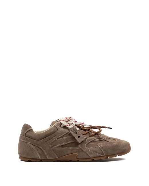 Nokwol Brown Atlas Suede Panelled Sneakers