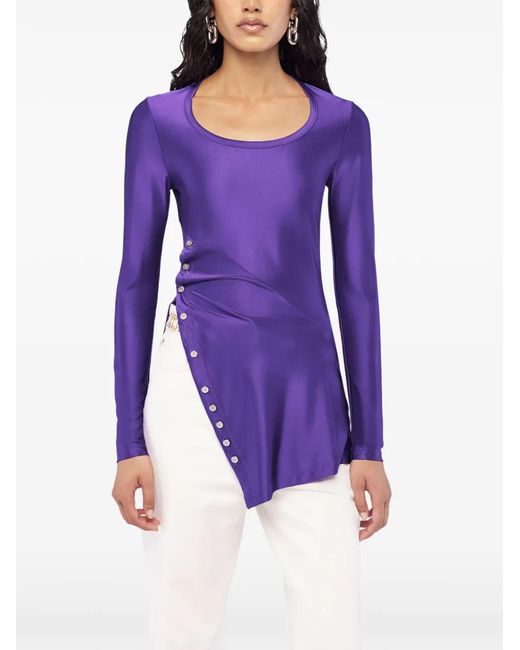 Rabanne Purple Draped Snap-Fastening Top
