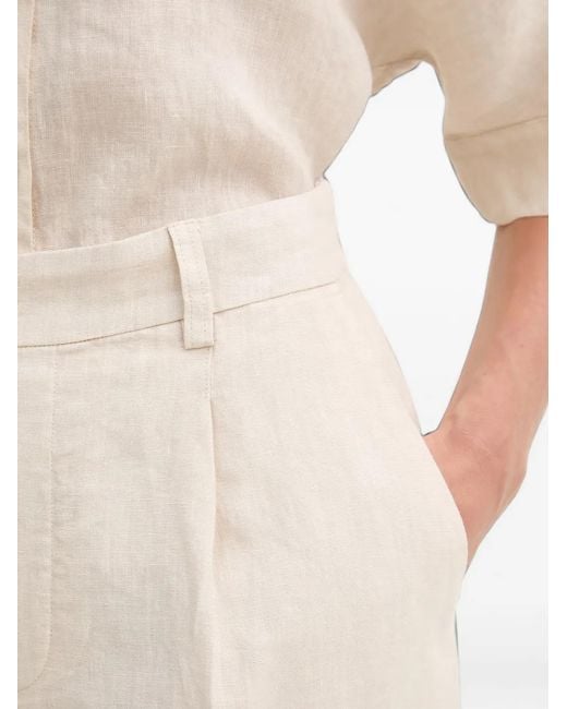Ouí Natural Pleated Linen Shorts
