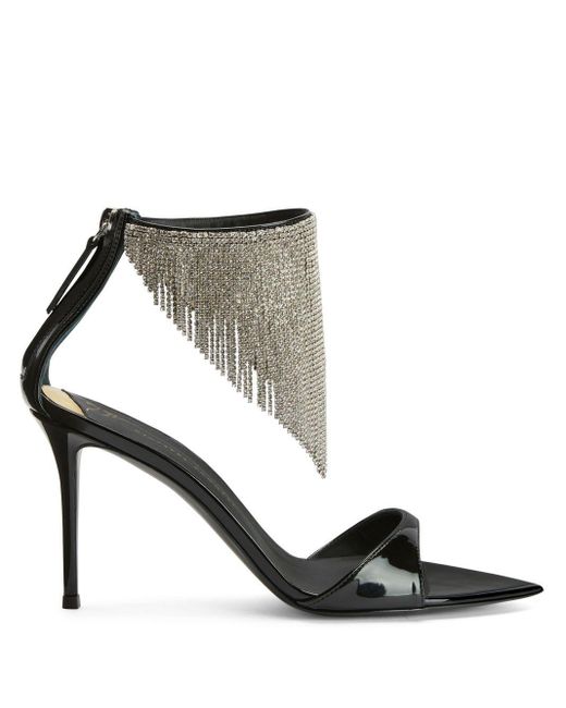 Sandalias con tacón stiletto y detalles de cristal de Giuseppe Zanotti de  color Negro | Lyst