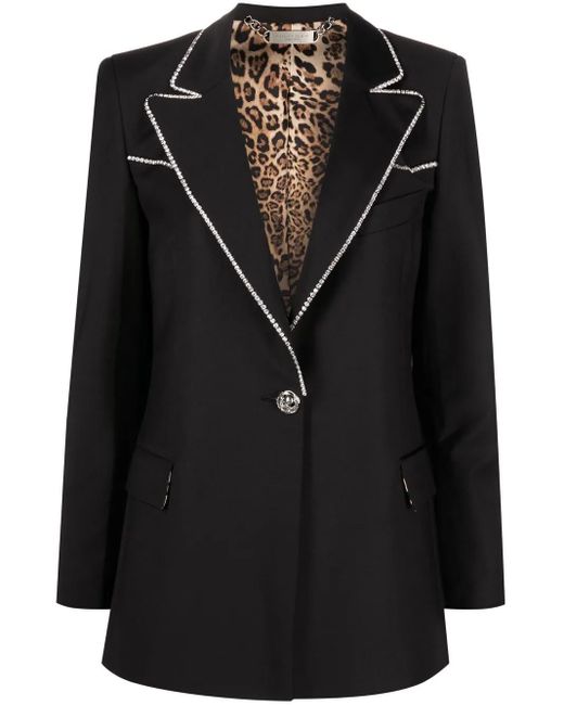 Philipp Plein Black Crystal-Embellished Single-Breasted Blazer