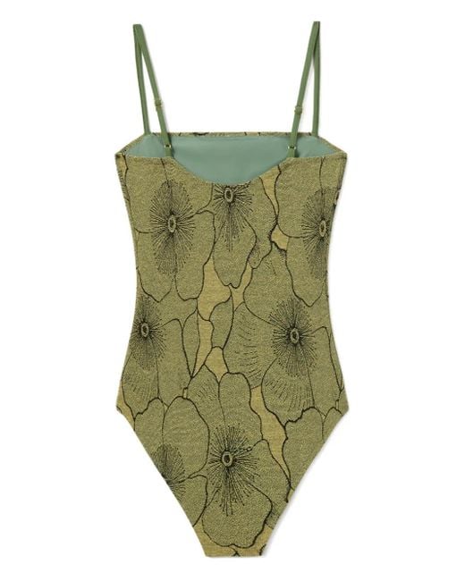 LaDoubleJ Green Badeanzug Mit Blumen-Print