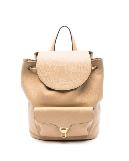 Coccinelle Natural Beat Grained Leather Backpack