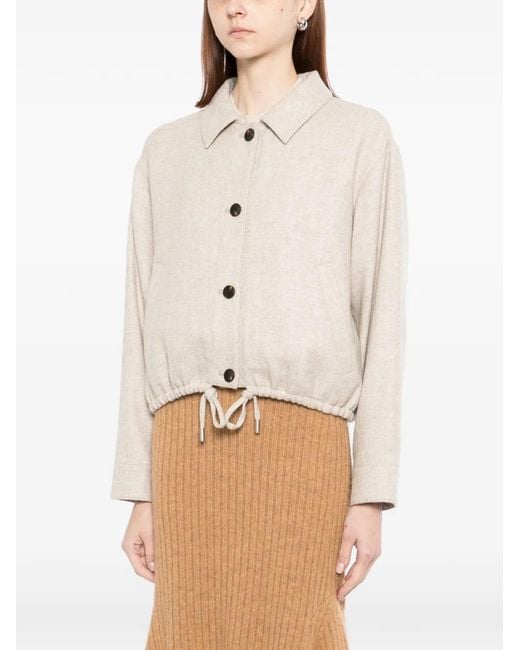 N.Peal Cashmere Natural Button Drawstring Jacket