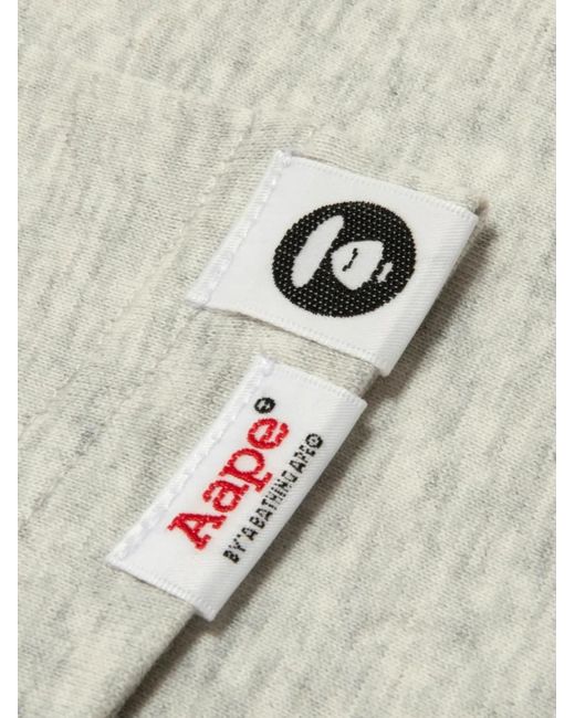 Aape By A Bathing Ape Gray Moonface-Print T-Shirt for men