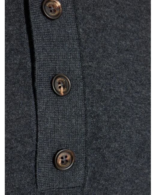 Eleventy Blue Long-Sleeve Polo Shirt for men