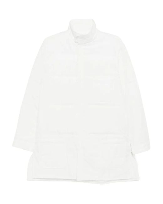 Yohji Yamamoto White Broad Loop Button Padded Jacket for men
