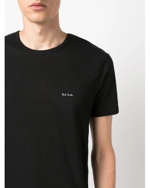 Paul Smith Black Crewneck Logo T-Shirt 5 Pack for men