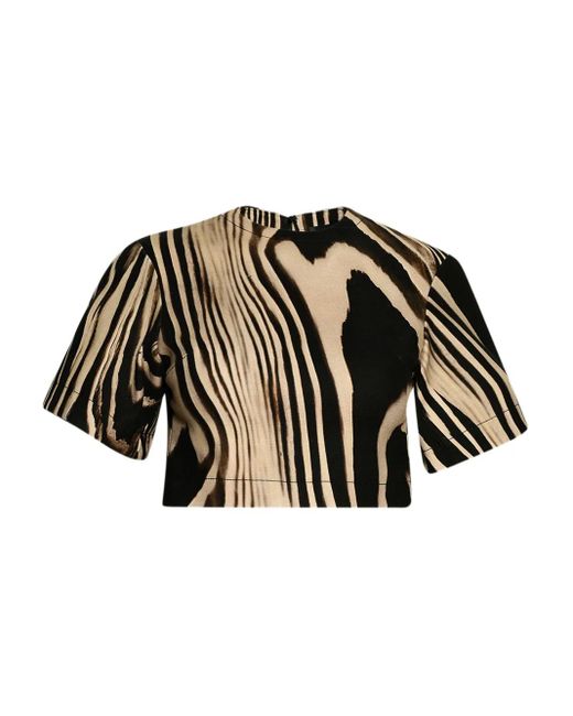 David Koma Black Zebra-Pattern T-Shirt